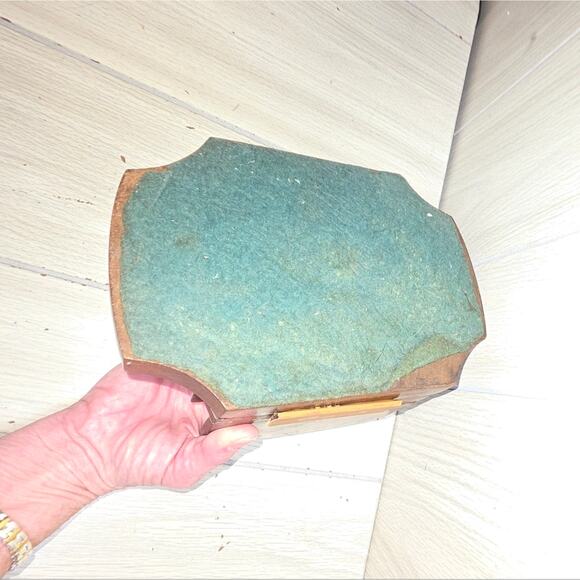 Vtg Antiqe 1920s? French Wooden French Desk Tidy Organizer Lided Ink Well Pen - Picture 7 of 7